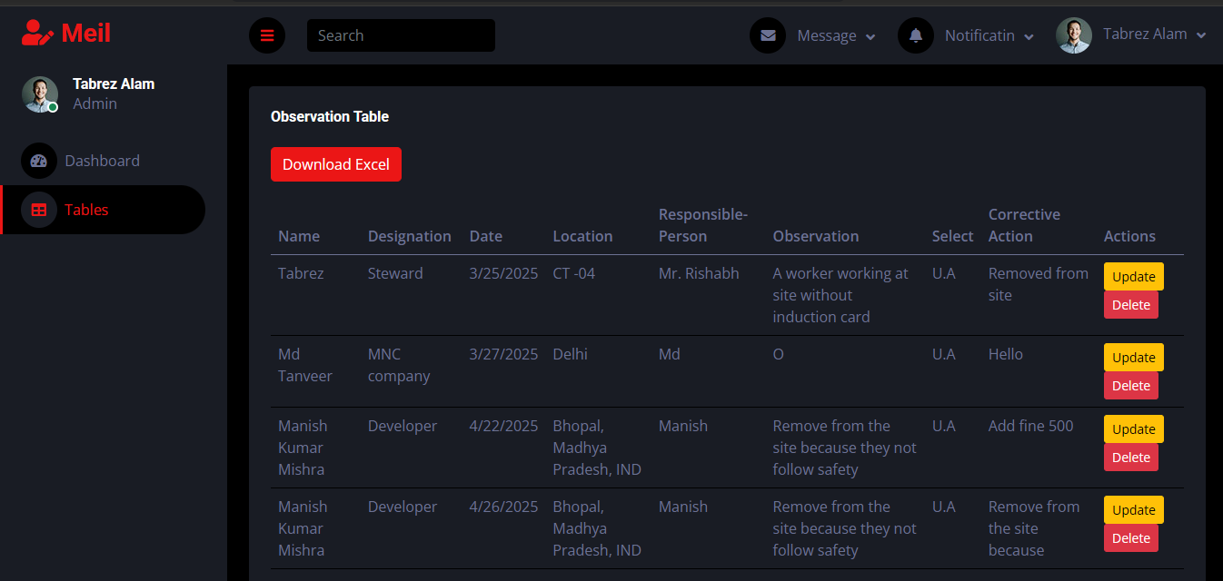 Safety Observation Software